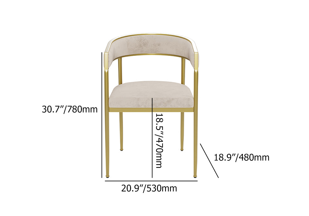 Gray Modern Dining Chair Velvet Upholstered Accent Arm Chair with Gold Leg