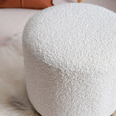 Luxurious and comfortable modern white round lamb boucle sherpa vanity stool makeup stool