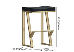 25.6" Modern White Solid Wood Bar Stool Backless with Golden Footrest for Contemporary Bar Setup