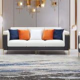 Gray & Beige Modern Living Room Set Faux Leather Upholstered Sofa Set Pillow Included