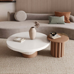 Contemporary dual-tone coffee table set with circular design