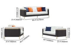 Gray and Beige Modern Living Room Set with Faux Leather Upholstered Sofa and Pillow Included