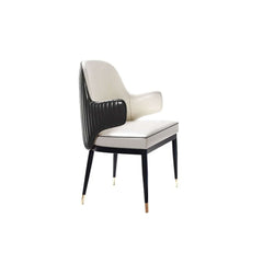 Black and Beige MidCentury Dining Chairs with PU Leather Upholstery