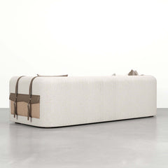 Modern white boucle sofa bed with storage function, 87 inches long