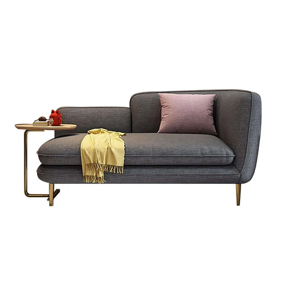 55インチ L字型グレーコットン＆リネンラブシート 2人掛けスモールシェーズラウンジ サブ画像