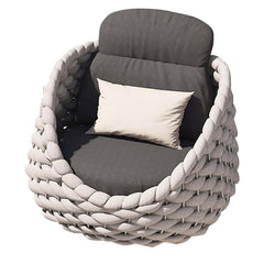 Chic outdoor armchair featuring gray woven textilene rope and removable cushion for relaxation