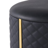 15.7" Small Round Vanity Stool PU Leather Upholstered Ottoman Stool