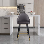 Tall Deep Gray Upholstered Bar Chairs with Footrest for Kitchen Island