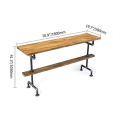 Durable and stylish long bar height table set with wooden stools