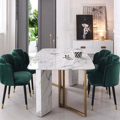 Elegant Green Velvet Dining Chairs for Dining Room, Comfortable Armchair Set of 2