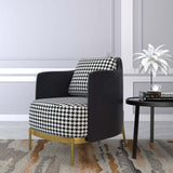 Black & Gray Modern Accent Chair with Linen Upholstery for Living Room