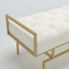 31.5'' modern faux leather upholstered bench with stunning gold metal legs