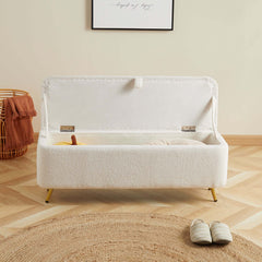 Chic White Bench Ottoman with Storage for Bedroom