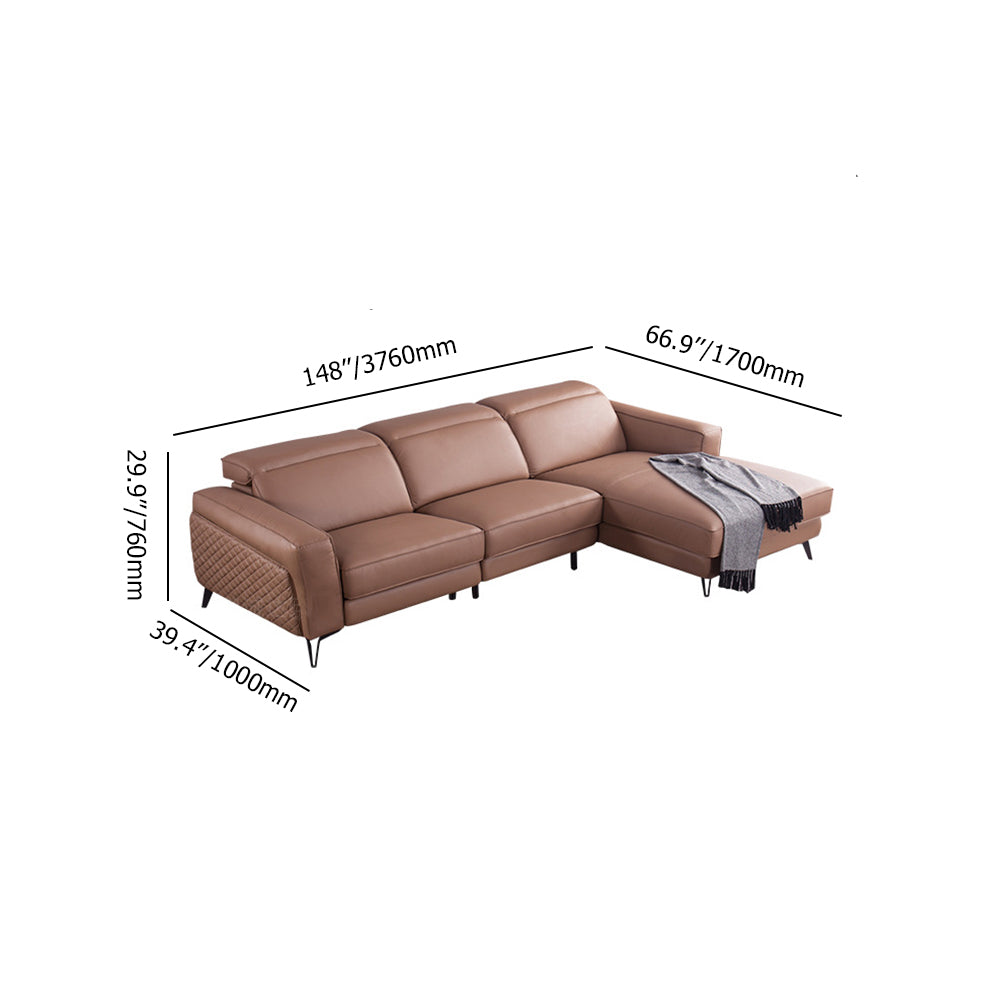 Lshaped Sectional Sofa with Chaise & Electric Recliner Faux Leather Theater Seating