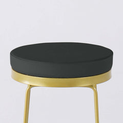 Modern PU leather upholstered bar height stools in a sleek black design with round seats