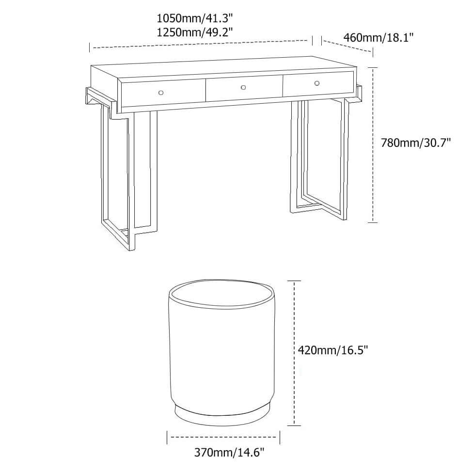 Pink Velvet Upholstered Makeup Vanity Table with Mirror - Elegant and Spacious Dressing Table with Stool