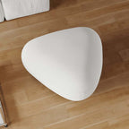 26.8" stylish white ottoman footstool with modern velvet upholstery for elegant home decor