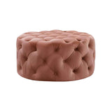Tufted Ottoman Light Gray Velvet Coffee Table Tufted Cocktail Round Pouf Small
