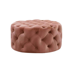 Comfortable and soft light gray velvet tufted ottoman