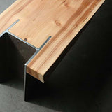 Retro Natural Bench Entrway Bench Metal Legs Bench