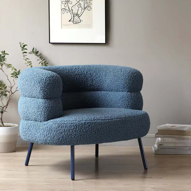 Sherpa accent chair with white and blue Nordic wool boucle Main image