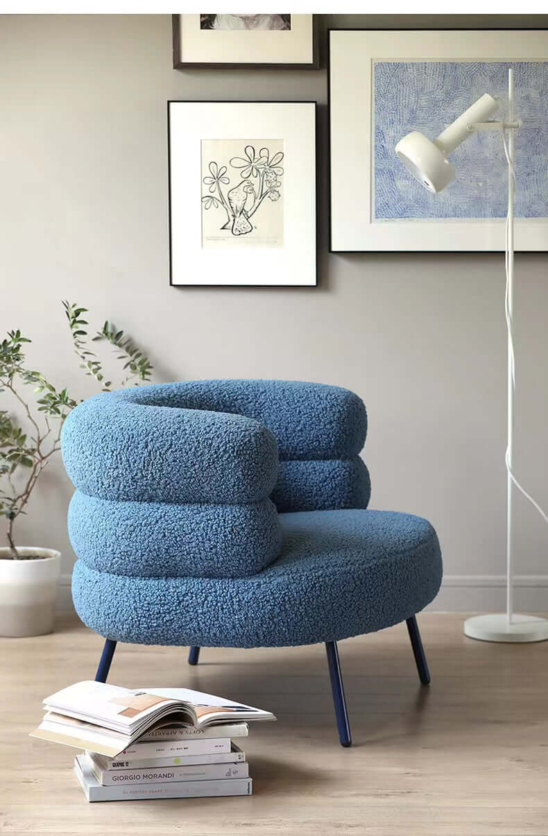 White/Blue Nordic Wool Boucle Sherpa Accent Chair Boucle Sherpa Chair Secondary image