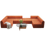 118.9'' Velvet Modular Pit Sectional Sofa Set Convertible 6Seater Upholstered Orange
