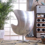 Leather upholstered swivel office chair with wing back and industrial style featuring national flag design