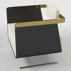 Walnut modern accent chair upholstered with cotton and linen material