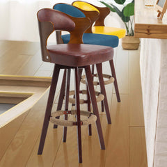 Modern Blue Barstool with Swivel Function - MidCentury Upholstered Counter Stool for Kitchen