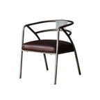 Industrial gray and brown dining chair, upholstered with curved back design, set of 2 chairs