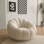 Soft White Boucle Sherpa Accent Chair with Swivel Base in a variety of attractive color options