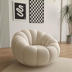 Soft White Boucle Sherpa Accent Chair with Swivel Base in a variety of attractive color options