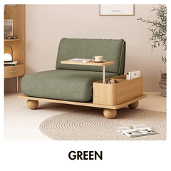 Upholstered convertible sofa bed in green white blue brown gray