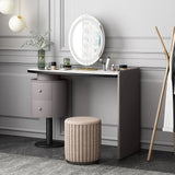 Minimalist Makeup Vanity Set Stone Top Dressing Table and Standing Mirror Included