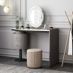 Modern makeup vanity set with standing mirror and stone top dressing table