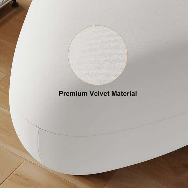 Elegant 26.8" wide modern velvet upholstered cocktail ottoman footstool in chic white color