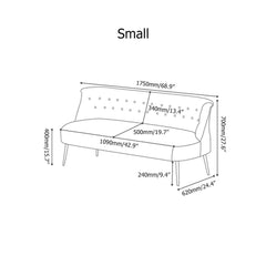 Button tufted mid-century 3-seater green velvet upholstered sofa with chesterfield back