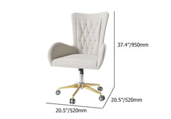 Adjustable height white leather desk chair for comfortable and stylish office setting