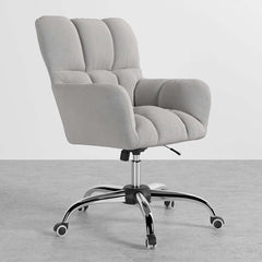 Modern office chair in cotton and linen upholstery with swivel function and adjustable height for comfort