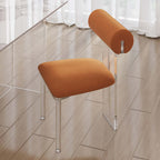 Chic set of 2 modern upholstered orange velvet dining chairs with acrylic side chairs