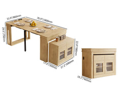 Modern extendable dining table with 4 chairs and rectangle storage sideboard in elegant walnut and gray finish