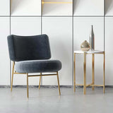 Deep Gray Velvet Accent Chair Modern Upholstered Armless Chair with Gold Legs