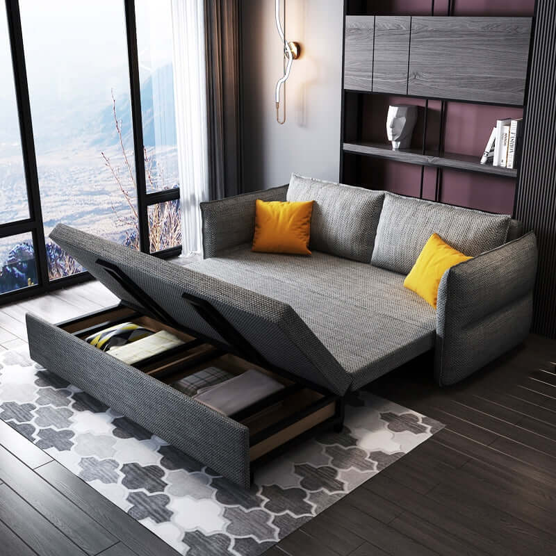 78.7 inch Cotton&Linen Upholstered Convertible Sofa Full Sleeper Sofa with Storage in Modern Design