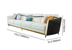 Luxurious 4seater sofa with modern faux leather upholstery and sleek stainless steel frame