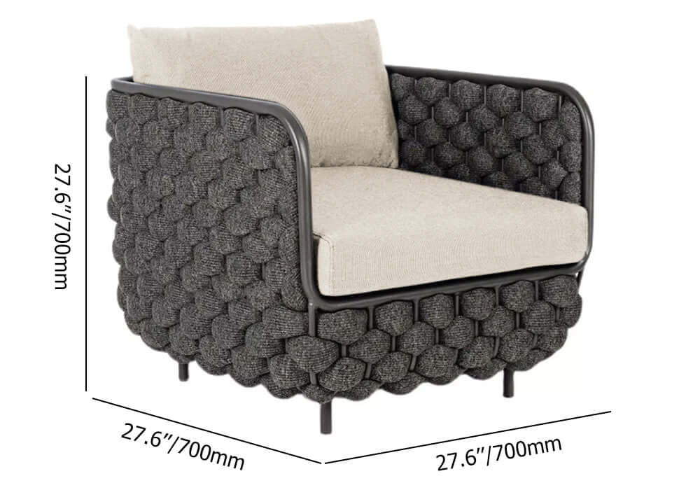 Luxurious 4Pcs Aluminum & Rope Outdoor Sofa Set with Faux Marble Coffee Table and Deluxe Cushion Pillow for Outdoor Leisure