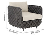 4Pcs Aluminum & Rope Outdoor Sofa Set with Faux Marble Coffee Table and Cushion Pillow