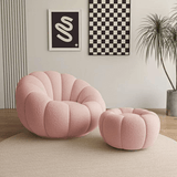White/Pink/Red/Yellow/Green/Orange/Gray Pumpkin Swivel White Boucle Sherpa Accent Chair