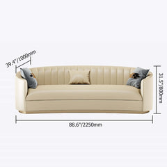 88.6 inch beige curved microfiber leather sofa with gold leg - front view