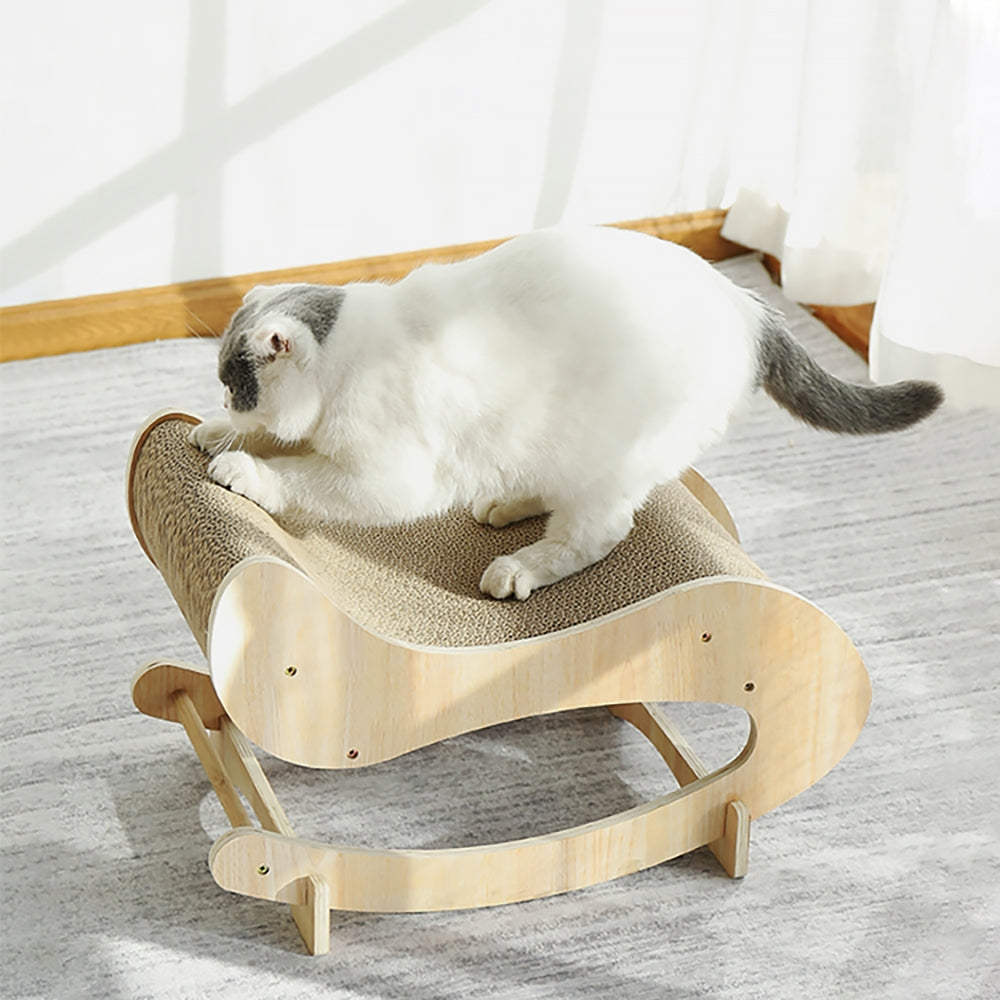 21.3"Lx10.6"Wx11.8"H Rocking Cat Bed Rocking Chair Plywood and Corrugated Board